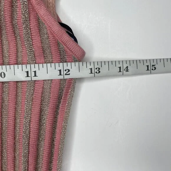 H&M Pink & Silver Metallic Pleated Midi Dress Shimmer Knit Cami Size Medium - Picture 10 of 14